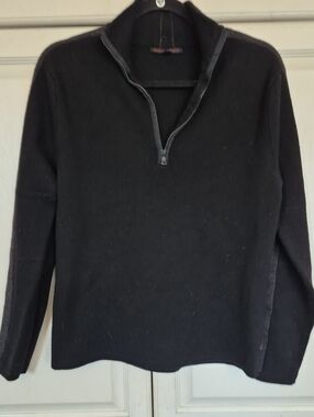 Banana Republic Black Men's Quarter-Zip 100% Merino Wool Sweater